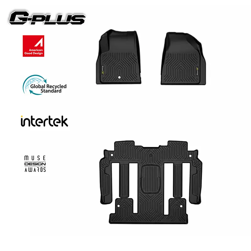 G-PLUS Custom Fit Floor Mats & Liners, All-Weather TPE Mat Compatible with Chevy Traverse/Buick Enclave/GMC Acadia 2009-2017, Fits 2nd Row Bucket Seats Only, Black Car Interior Accessory, Mat Floor Mats