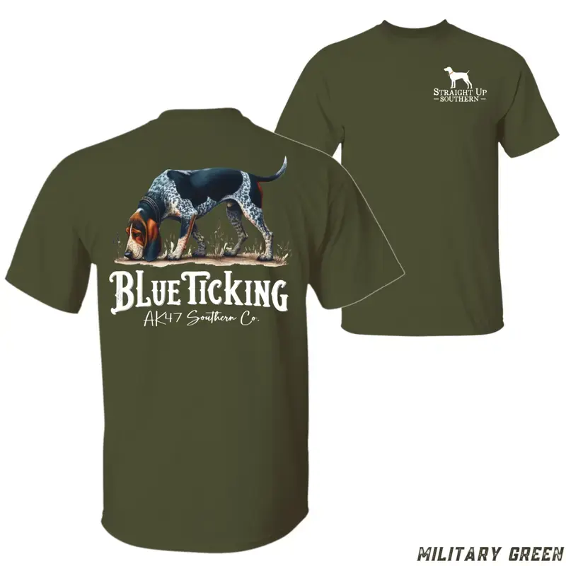 Men's Short Sleeve Round Neck Graphic T-Shirt - Southern Style Coonhound Hunting Art Print, Comfortable Casual Classic Stylish Outdoors Apparel, Hand Wash Only, Refer to Size Guide