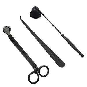 Deluxe 3-Piece Candle Care Kit for Elegance and Longevity - Black Wick Trimmer, Candle Snuffer, Wick Dipper. Candle Home Care Candle Portable Tool