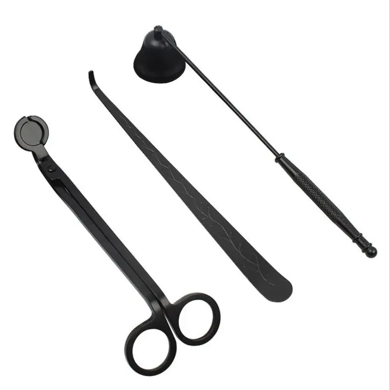Deluxe 3-Piece Candle Care Kit for Elegance and Longevity - Black Wick Trimmer, Candle Snuffer, Wick Dipper. Candle Home Care Candle Portable Tool