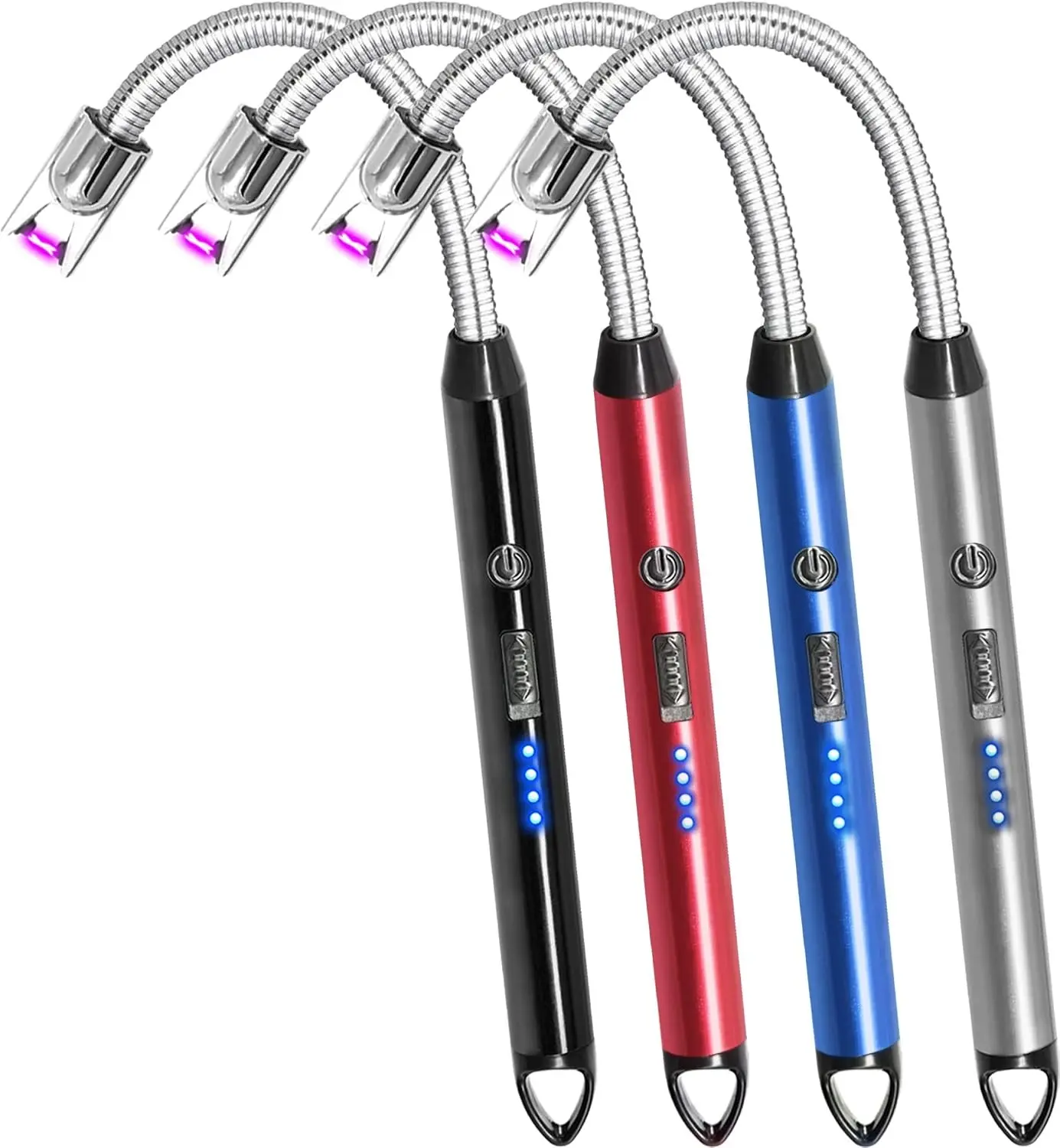 4 Pack Candle Lighter Electric Rechargeable Arc Windproof Lighters Flexible Neck Long Rotate 360 Plasma Lighter USB Flameless Lighters Candles Grill BBQ