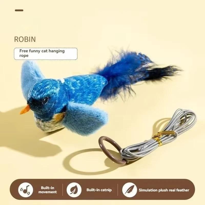 1PCS GREEN Cat simulation cat mint chirping bird sound toy, dog to relax interactive toy, little bird to amuse the cat, pet cat toy（Color: Green）