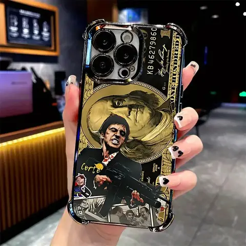Scarface iPhone Case Protective Soft Clear Cover, Enhanced Drop Protection Shockproof Smartphone Casing for iPhone 17 16 15 14 13 12 11 Pro Max Plus Air, XR XS Max Series