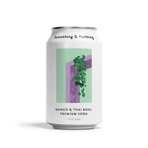 Something & Nothing Mango & Thai Basil Premium Soda - Tropical Sparkling Water, No Added Sugar, Natural Mango Soda, Vegan, Low Calorie, 12 x 12 fl oz