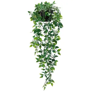 Whonline Fake Hanging Plants, Artificial Small Potted Plants for Indoor Outdoor Aesthetic Office Living Room Shelf Decor (1 Pack)