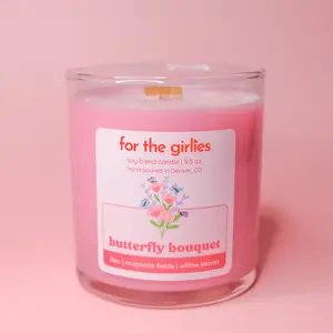 Butterfly Bouquet Pink Glitter Candle