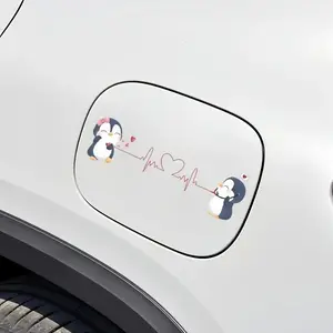 1PC Cool Penguin Love Heart Heartbeat Logo Sticker, Car Decals, Stick on cute healing cool-style notebooks or small items, injecting cute healing cool-style into small items