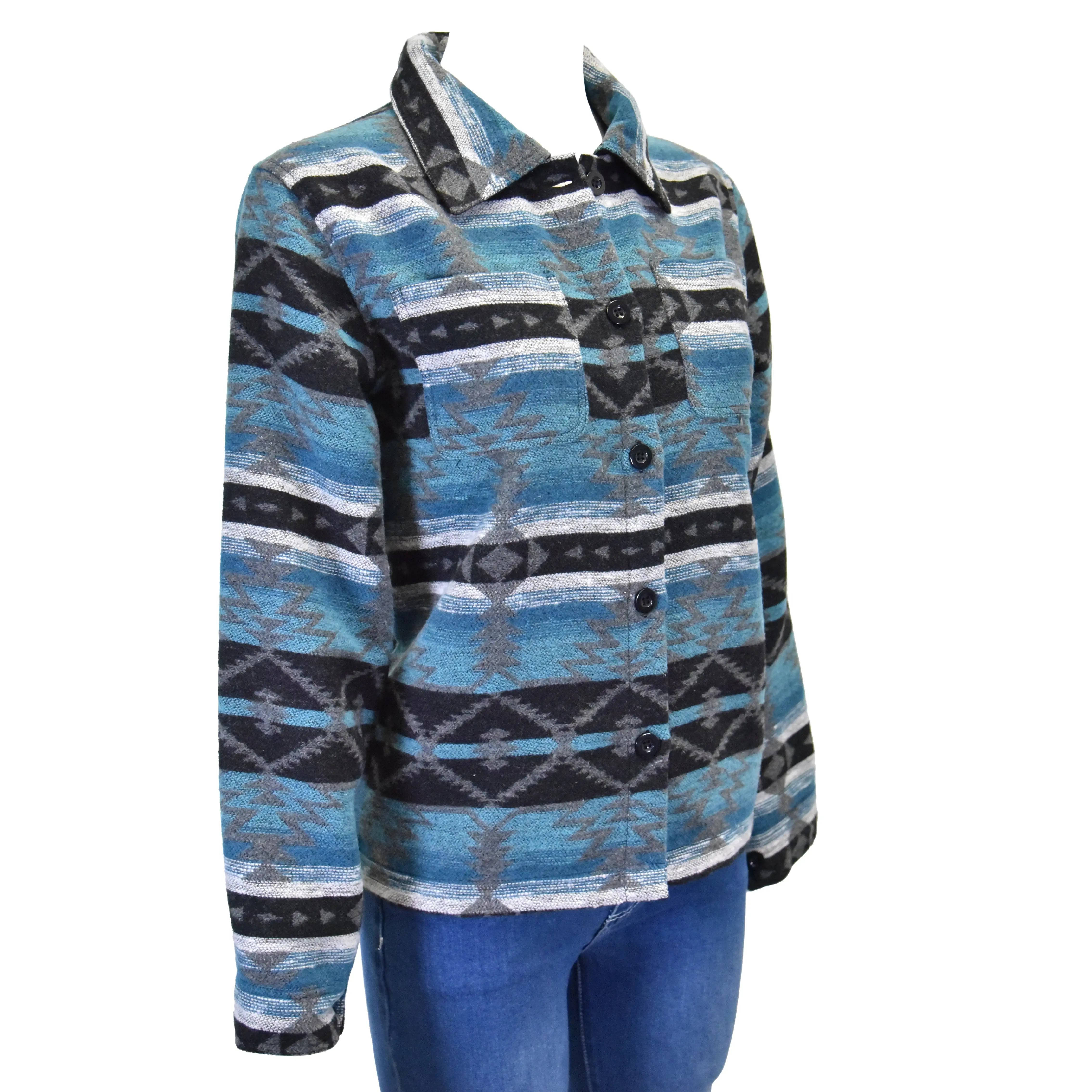 Women's CH Turquoise "Wool Button-Up" Jacket