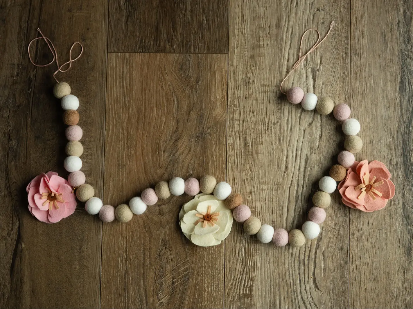 Blush Blossom Garland | Handmade Felt Pom Pom Garland
