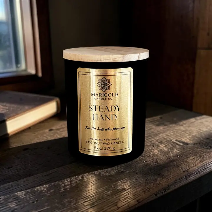 Steady Hand Father’s Day Candle | Masculine Mahogany Teakwood Candle Gift for Dad | Marigold Candle Co.