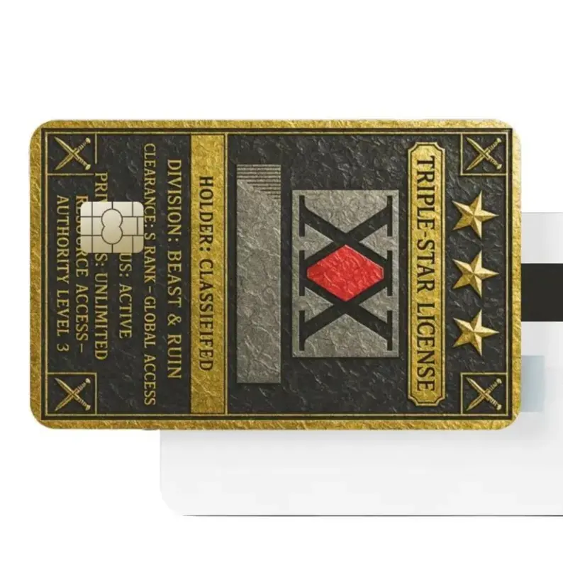 Triple-Star License Cover Gold Meme Card Skin