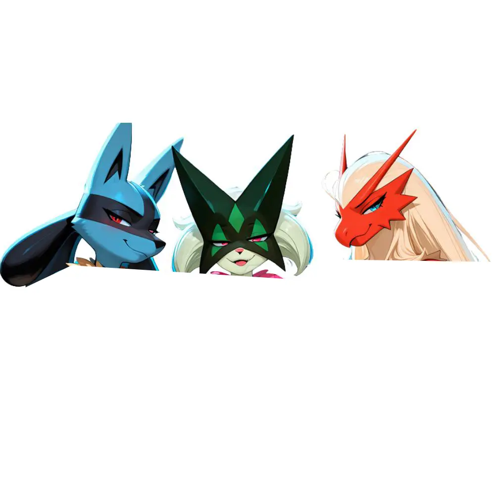 Battle Creature Trio Vinyl Sticker, Dynamic Fantasy Fighter Art Decal, Action Adventure Inspired Design, Glossy Finish, Laptop Car Water Bottle Decor