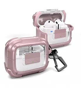 Dexnor Rugged Bumper Case for Samsung Galaxy Buds3 FE (2025) / Buds3 Pro and Buds3 (2024) Cases with Secure Lock, Shockproof Clear Protective Cover with Carabiner & Keyring