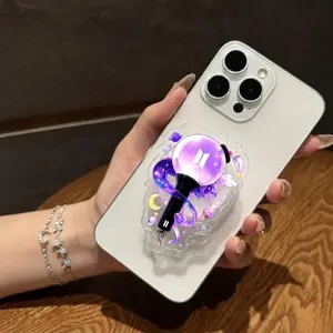 Purple Galaxy Lightstick Phone Grip Kpop Inspired Acrylic Phone Stand Holder Cute Aesthetic Space Star Phone Accessory Gift For Music Fans