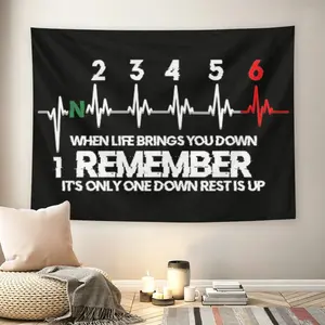 Motorcycle Gear Shift Pattern Wall Flag, Biker Quote Tapestry, Mid-century Modern Black Flash Manga Style Room Decor for Adult Fans, Inspirational Biker Aesthetic Wall Hanging