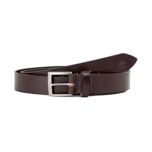 Timberland Men's 35MM Wide USA Assembled Genuine Leather Dress Belt Brown Adjustable Buckle Boho Style Single-loop Antique Finish