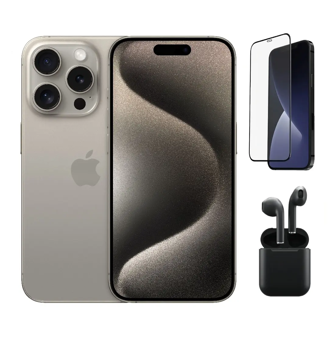 Refurbished Apple iPhone 15 Pro Max A2849 (Unlocked) Excellent Condition with Wireless Earbuds, Tempered Glass Screen Protector & 1 Year Warranty