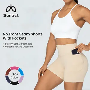 Sunzel Women’s High-Waisted No-Front-Seam Biker Shorts — Squat-Proof Yoga/Workout/Gym/Bike Shorts