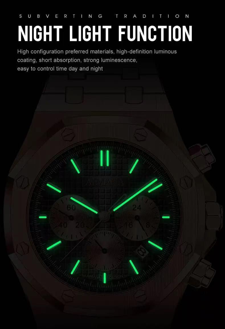 Men’s Stainless Steel Chronograph Watch – Square stainless steel case, luminous dial, water- and scratch-resistant, with three sub-dials and control buttons. A perfect gift for men(Randomly give away an elegant,and stylish women's watch)