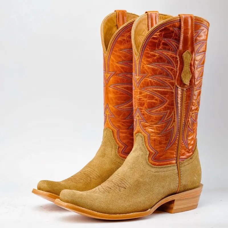 Honey Rough-Out Boots - French Toe