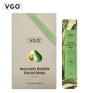 VGO- Deep Clean Facial Mask- Complex Moisturizing Avocado Bubble Mask - Hydrating Soothing Cleanser for Blackhead Remover Exfoliating, 4g x 12pcs-B