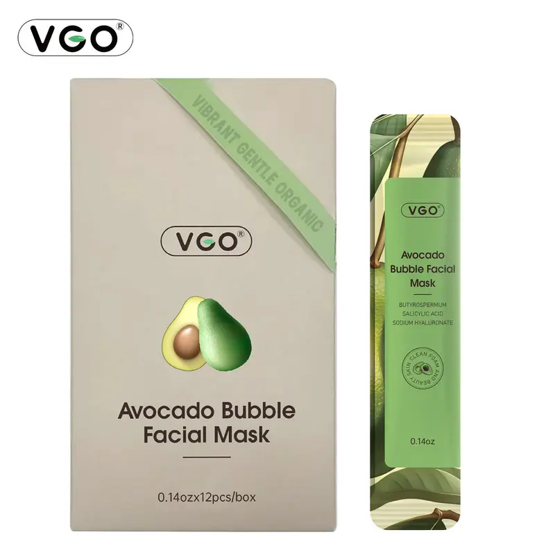 VGO-Avocado Facial Cleansing Mask - Remove Blackhead Oil Control Foam Mask - Moisturizing Skin Care Product for Women & Men, 4g x 12pcs