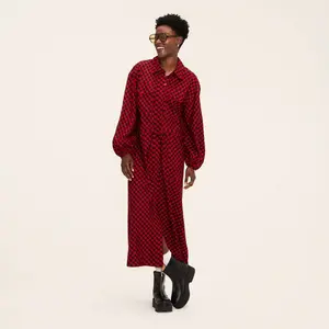 Women's Buffalo Check Long Sleeve Utility Midi Shirt Dress - Woolrich