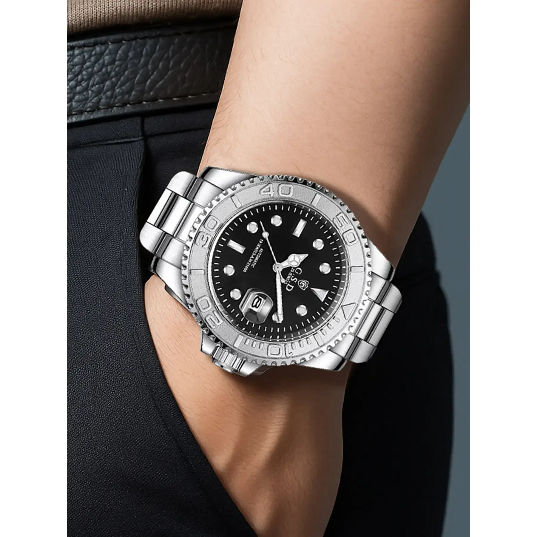 A new men's calendar luminous fashionable business casual personalized rotating dial fully automatic mechanical watch Stainless Steel Wristwatch A new men's calendar luminous fashionable business casual personalized rotating dial fully automatic mechanical watch Stainless Steel Wristwatch