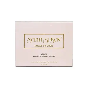 Scent Si Bon Luxury Scented Laundry Detergent Sheets - Le Rose - Vanilla, Sandalwood, and Patchouli Scents, 60 Loads, 30 Premium Pre-Measured Sheets