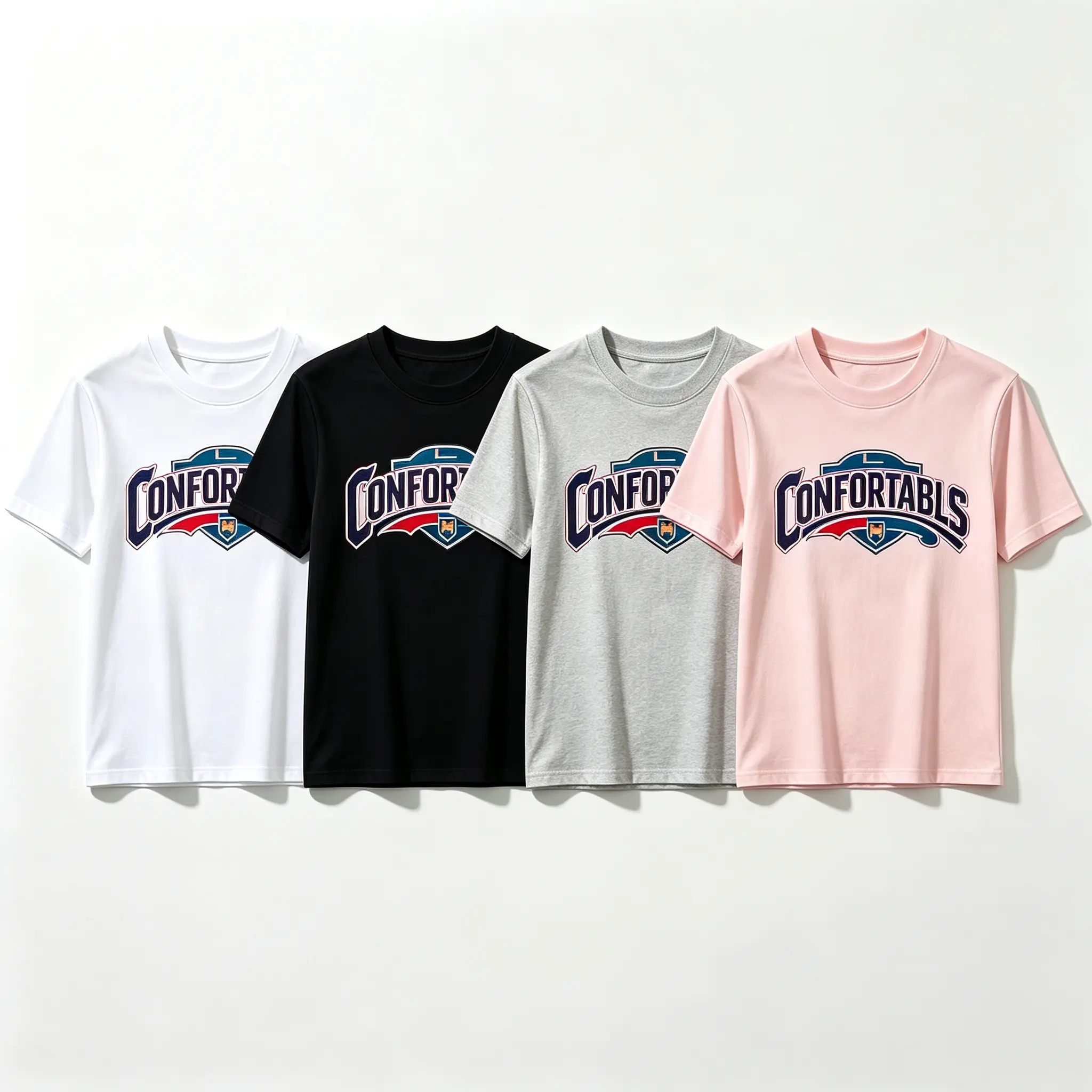 Unisex T-shirts in 4 different colors, comfortable vintage shield letter graphic T-shirt, retro varsity crest crew neck short sleeve tee, casual streetwear top for men and women