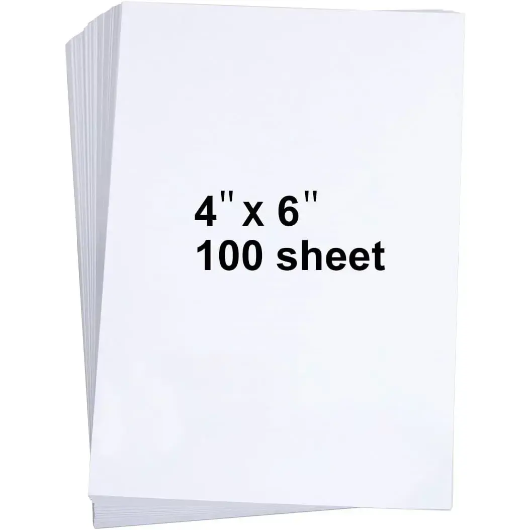 Matte White 4" x 6" Cardstock Sheets, 100-Count 75lb Cover 200 GSM Heavyweight Printable Office Stationery, for Designers, Compatible with Most Printers, Blank for Invitations, Announcements, Artists
