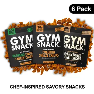 Gym Snack. High Protein Plant Based Crunchy Bite Crisps - Bold Flavor Natural Bite Sized Crisps for On-The-Go Snacks
