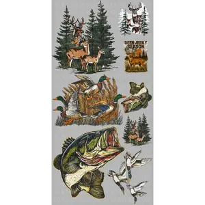 Mini Wildlife Hunting Fishing Pre-Made Gang Sheet 15X30