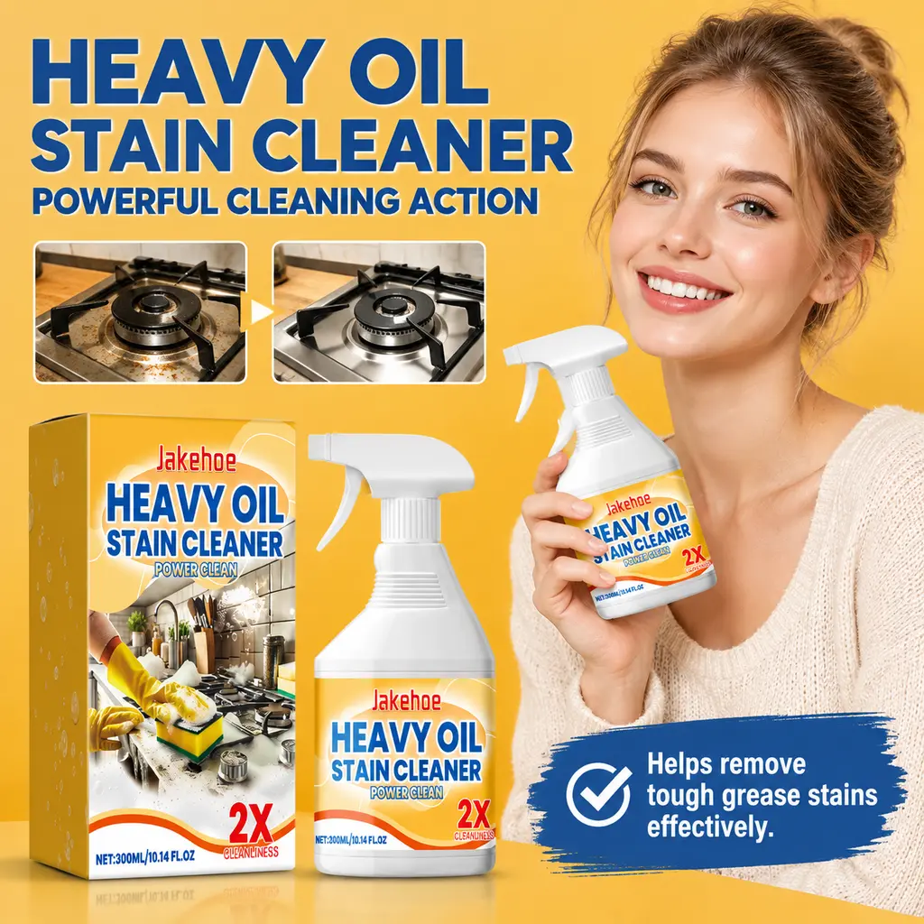Jakehoe Heavy Oil Stain Cleaner - Power Clean Kitchen Degreaser Spray for Stove and Range Hood household items Microfiber Cloth kitchen cleaners