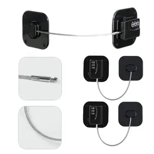 3 Packs Password Refrigerator Lock - Combination Fridge Lock with High-Strength Steel Wire - Chain-Linked Design Easy Install Keyed Cabinet Locks