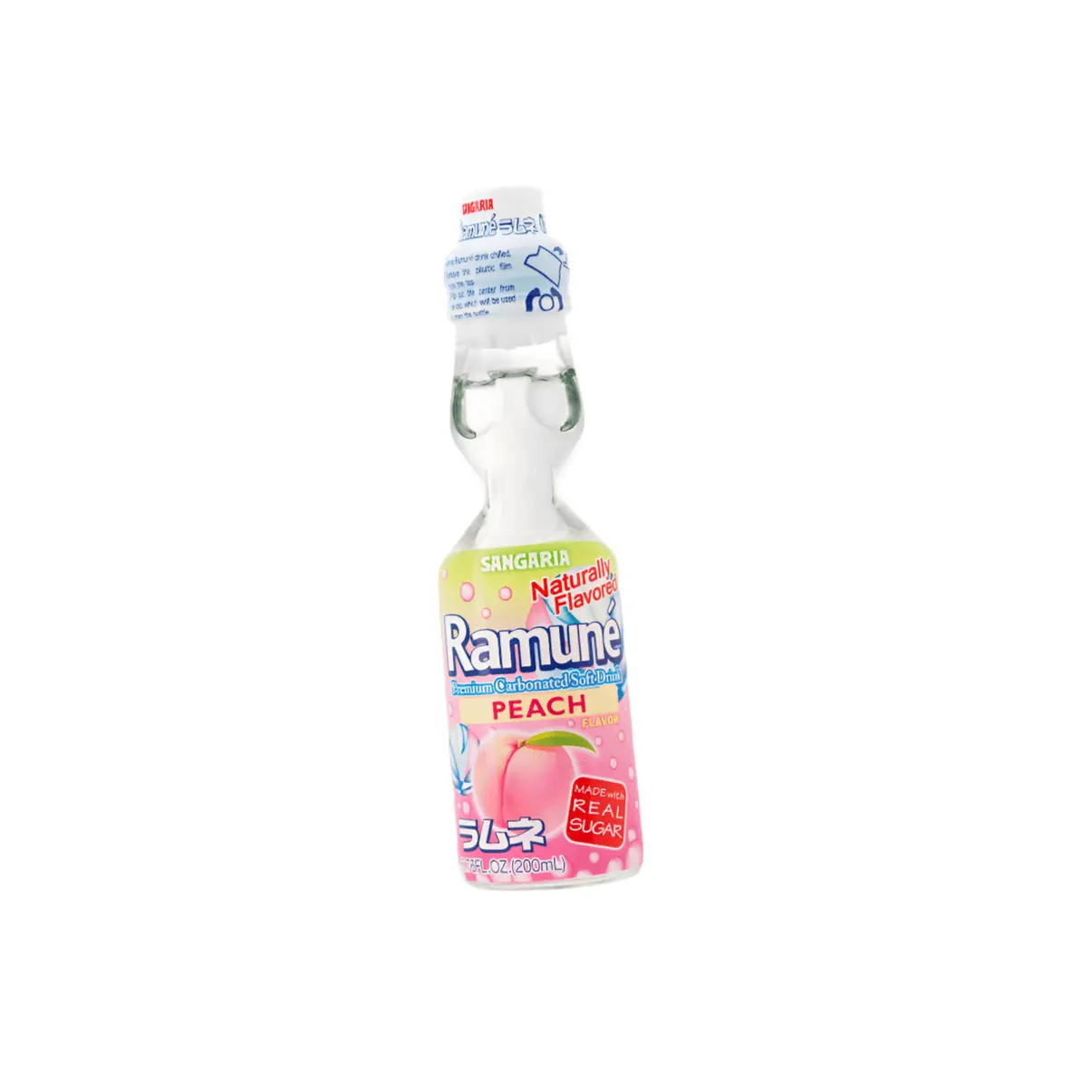 Sangaria Japanese Peach Ramune, Fizzy Sparkling Beverage