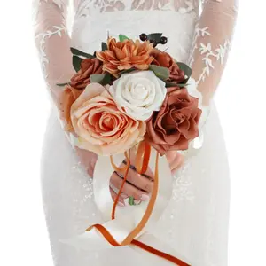 Bridesmaid and Bridal Bouquets for Wedding, Artificial Flower Bridal Holding Flower Bouquet, Flower Girl Bouquet, Decor Decorative Ornaments