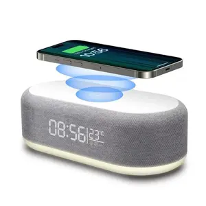 Wireless Charging Alarm Clock with LED Display - Night Light, Temperature & Date, Adjustable Brightness for Bedroom, Office,