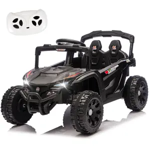 24V Kids Ride-On UTV with 2.4G Remote Control 80W*2 Motors Four-Wheel Suspension Anti-Collision Bar High Chassis Anti-Slip Grip Wheels Bluetooth Music for Ages 2-4