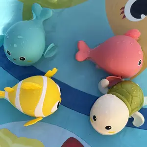 2 Pack Swimming Baby Bath Toys, Water Pool Floating Wind Up Toys Assorted Animal Model Set