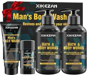 Gifts for Men,Mens Body Wash Gift Set Cleansing & Hydrating Skin w/Face Wash,Deodorant,Sandalwood & Cologne 3 in 1 Hair,Face & Body Wash,Mens Stocking Stuffers Christmas Gifts for Men Him Dad Husband