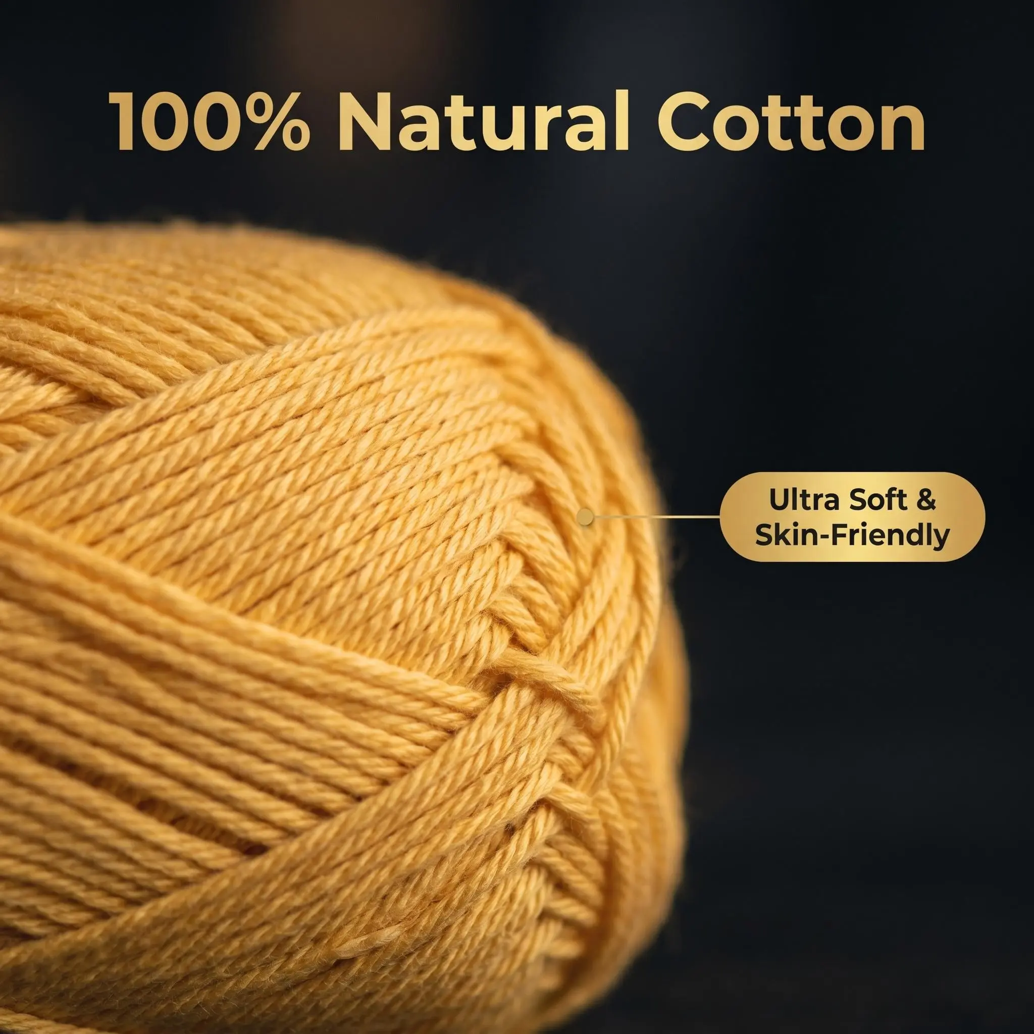 100% Pure Cotton DIY Knit Crochet Yarn, 250g (10×25g), 410M, Anti-Pilling, Natural Gentle Skin-Friendly Fiber, Ideal for Beginners, Braiding, DIY Handmade Crafts