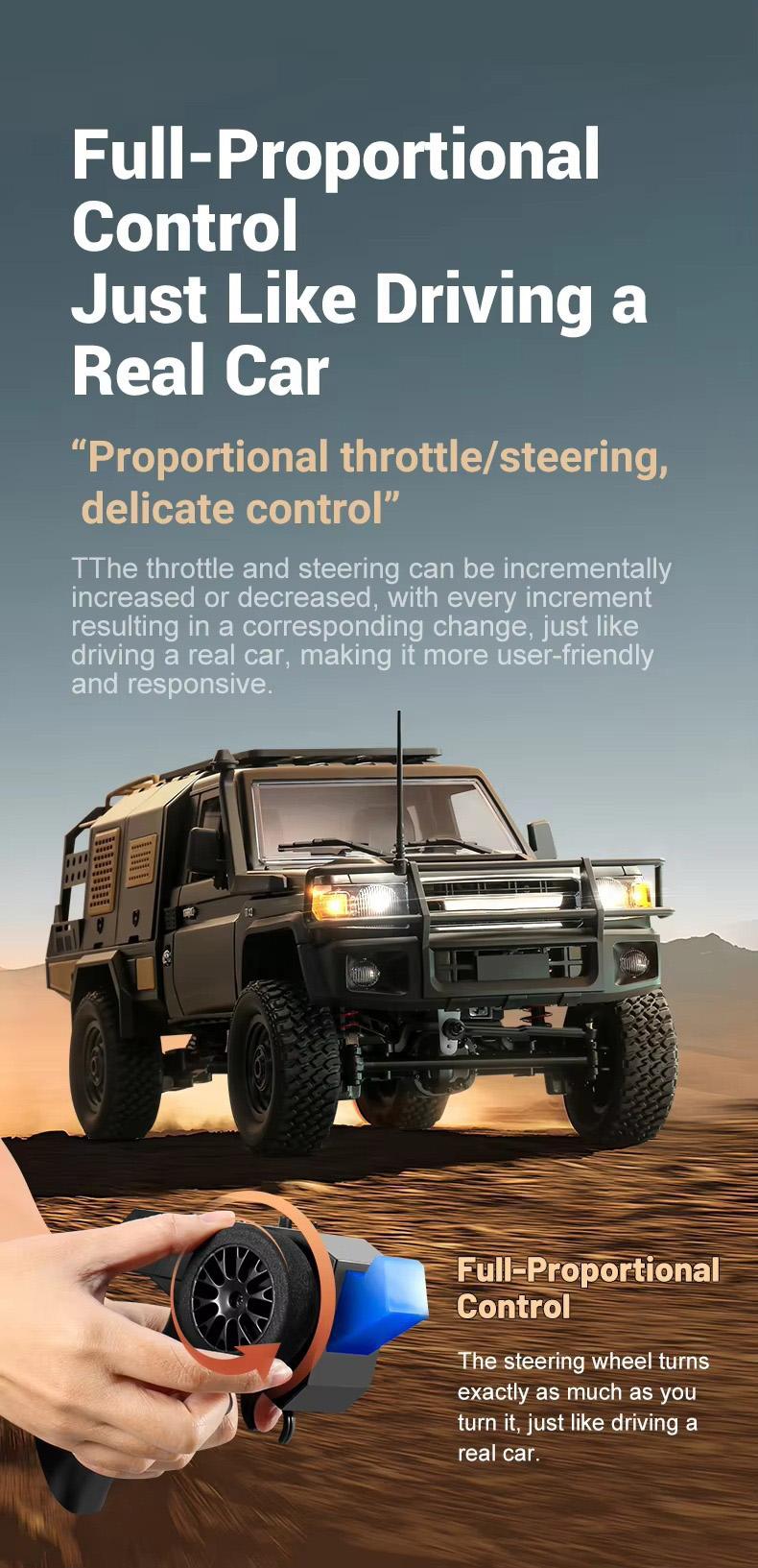 1/12 Scale 4WD RC Crawler, RTR Off-Road Remote Control Car with 2 1200mAh Batteries, Hobby Grade Toy Vehicle, Outdoor Toys for Boys and Girls