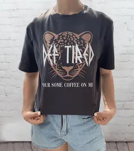 Giftifymama Def Tired Pour Some Coffee On Me Nursing T-shirt Casual Stretchy Print postpartum essentials  Mother's Day gift