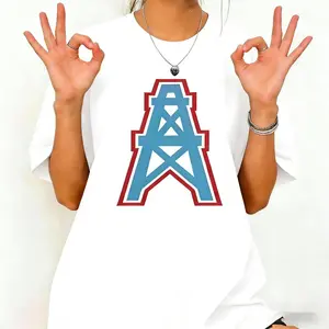Heavy Houston Oilers Cotton T Shirt with Graphic Print for Casual Streetwear