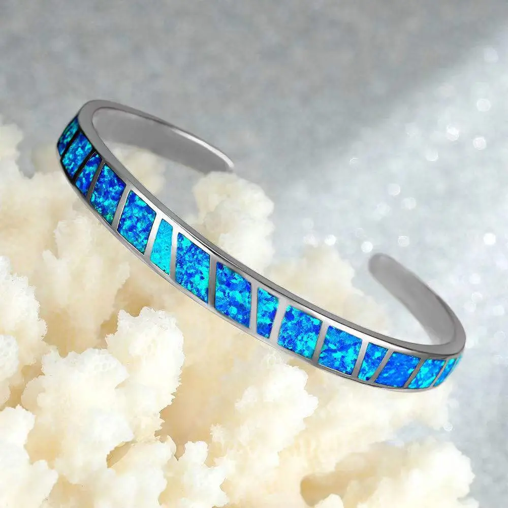 Women's Stackable Cuff Bracelet - Imitation Opal Delicate Jewelry for Everyday & Party Wear, Versatile All-Season Accessory, Stylish Accessory