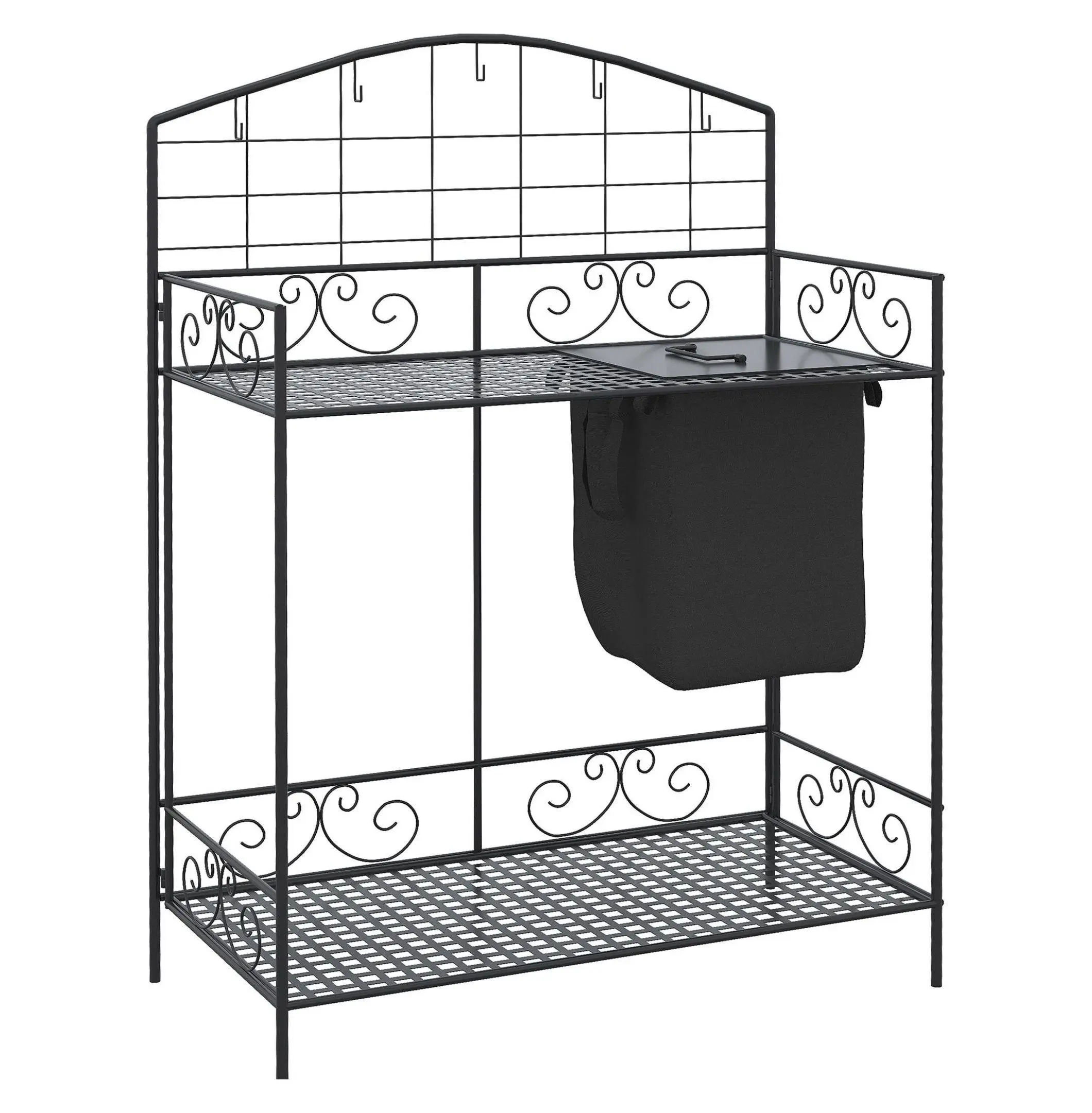 Potting Worktable Steel Work Surface with Sack Cover & Hooks - Folding Garden Table - Portable Outdoor Work Station - Plant Stand default