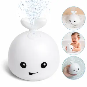 Mini Electric Whale Bath Toy with Colorful LED Lights Battery Operated Water Play Toy for Unisex Kids