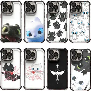 Lovely Couple Toothless Fury Dragon Plating Phone Case for iPhone 17 Pro Max Air 16 Pro 15 14 Plus 13 12 11 and Samsung S26-S23 Plus Ultra Anti-Fall