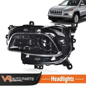 Headlight Lamp Black Front Left Driver Side Fit For 2014-2017 2015 Jeep Cherokee